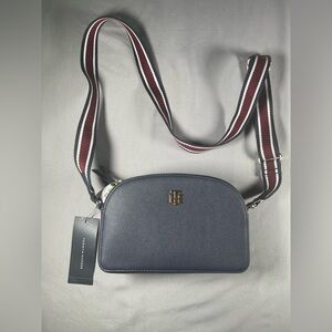 Tommy Hilfiger Navy Crossbody Bag with Red and White Strap